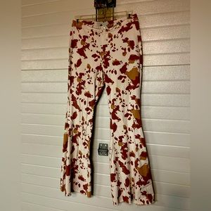 Peach Love Cow Print Flare Bottom Jeans